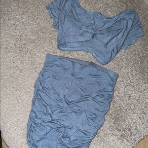 Fashion Nova Slate Blue Skirt Set